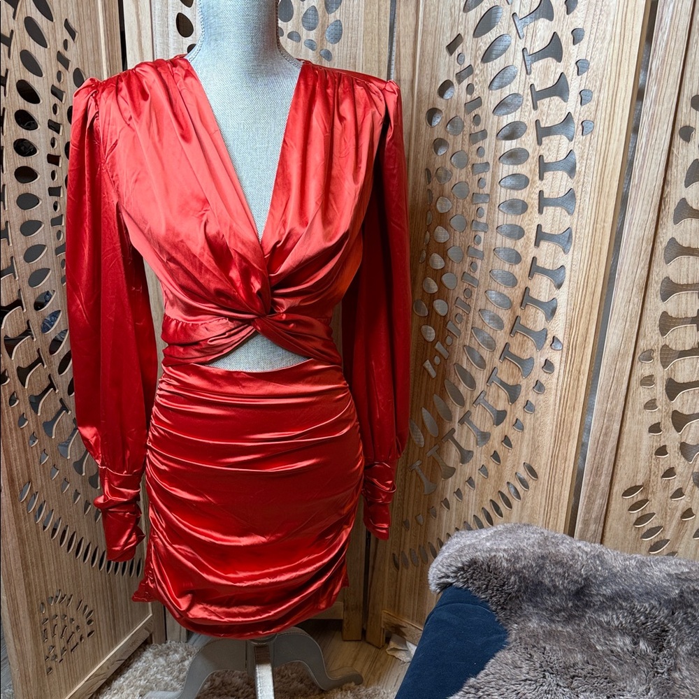 Red Long Sleeve Dress NWT